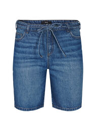 Strakke pasvorm denim shorts met strikriem, Blauw