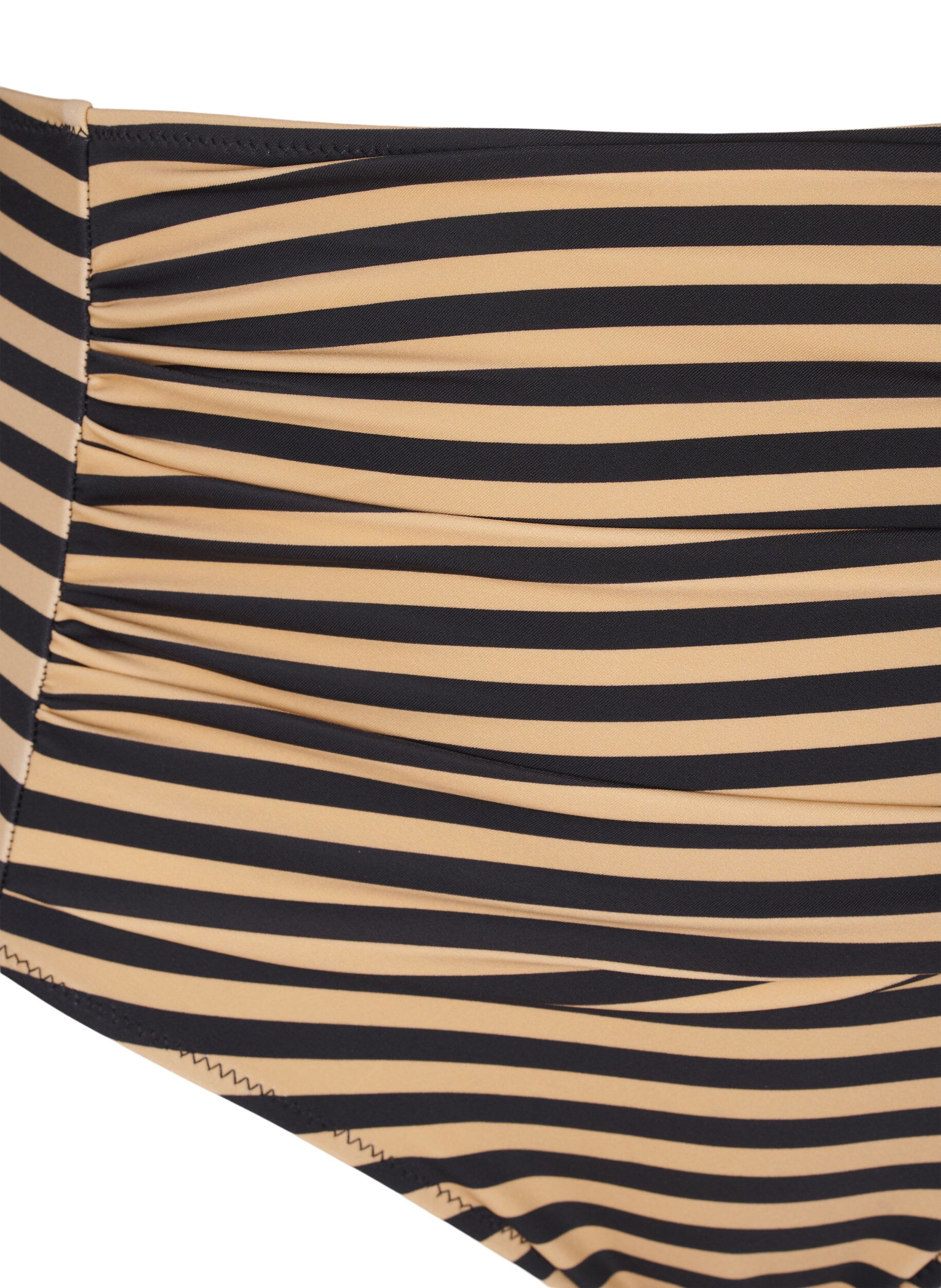 ZizziHoge taille bikinibroekjes met strepen, Bruin, Packshot image number 2