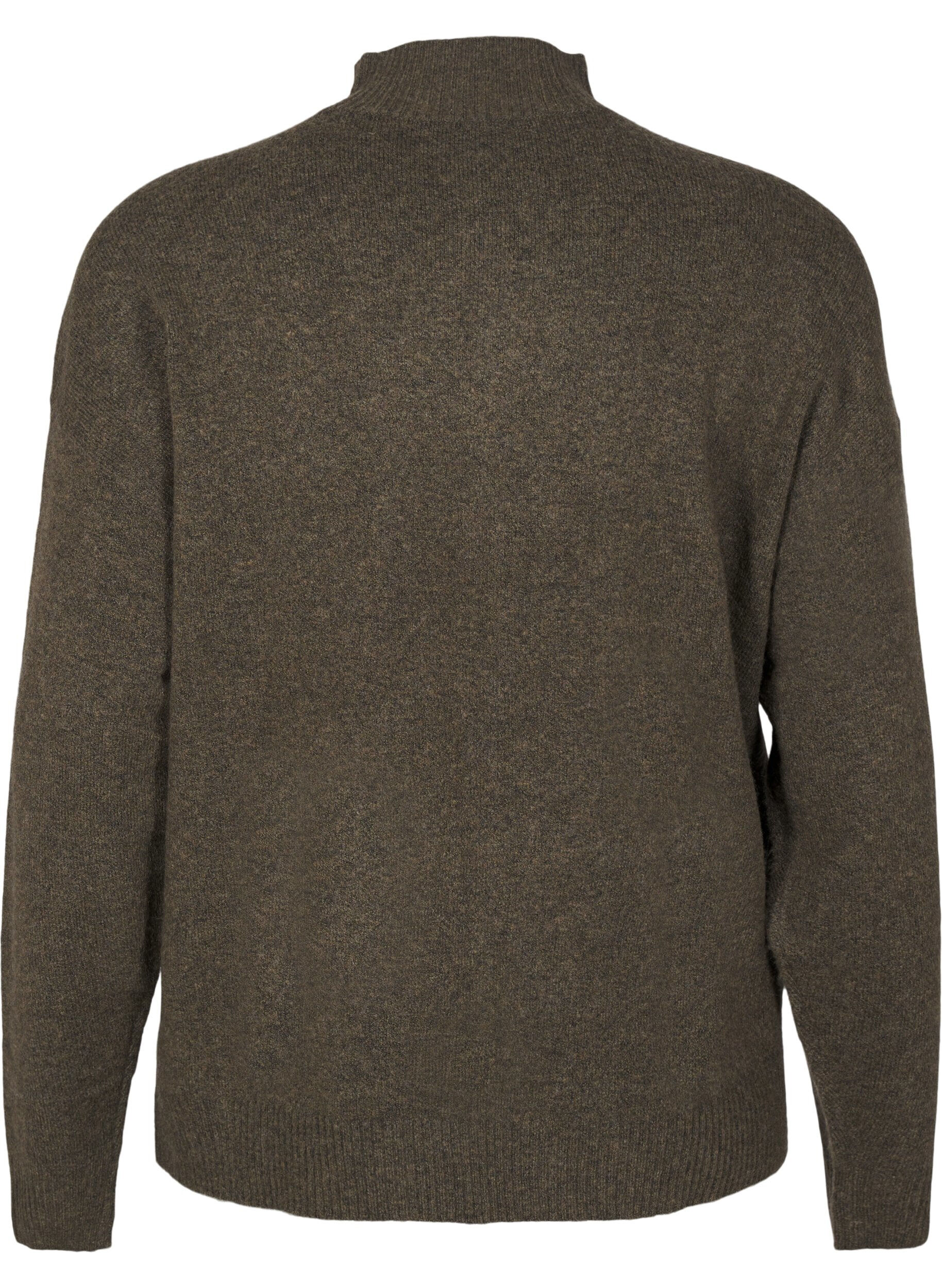 Zizzi Gebreide wollen blouse met hoge hals, Sea Turtle Mel., Packshot image number 1