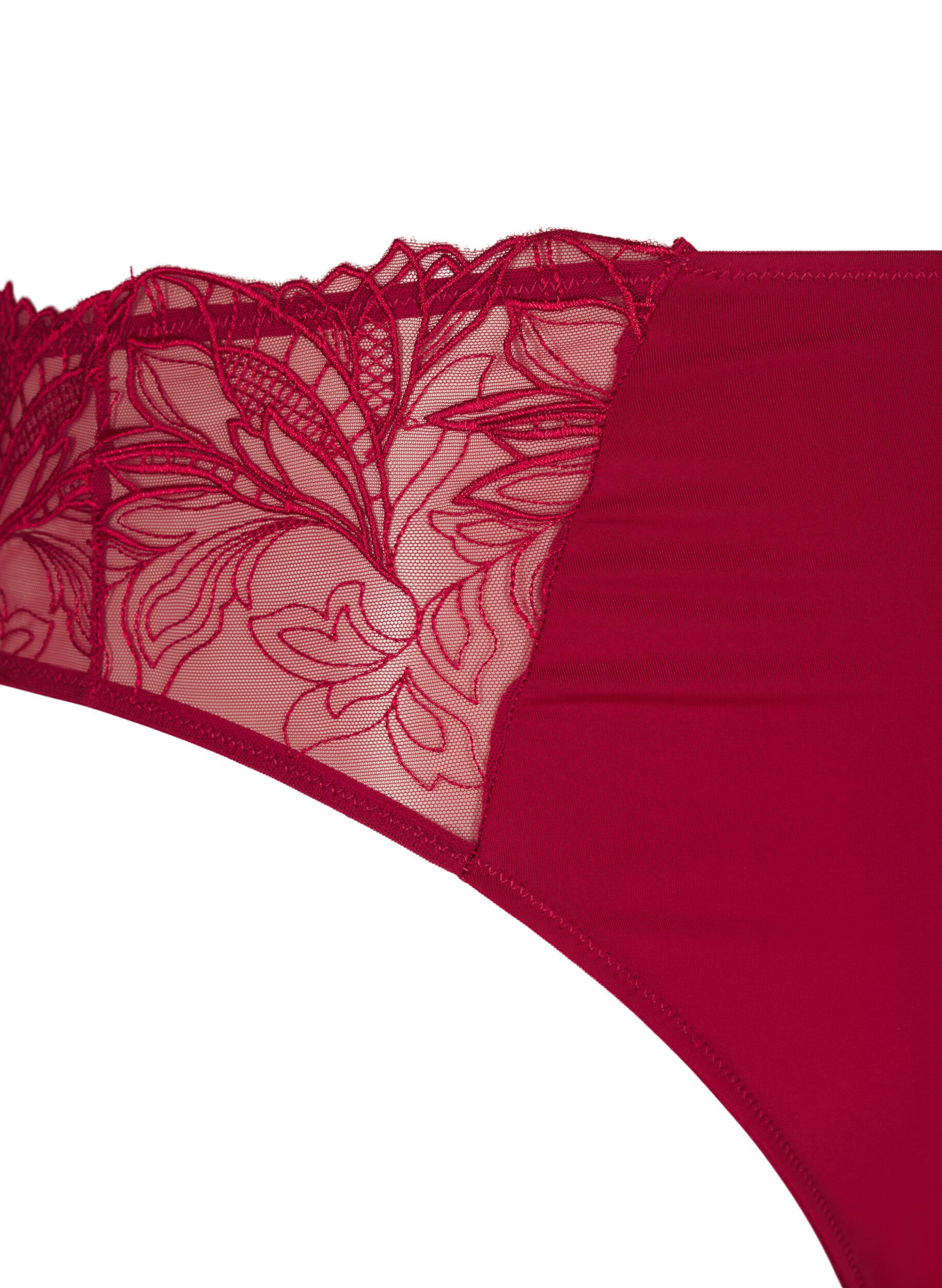 ZizziMicrovezel string met kanten details, Rood, Packshot image number 3