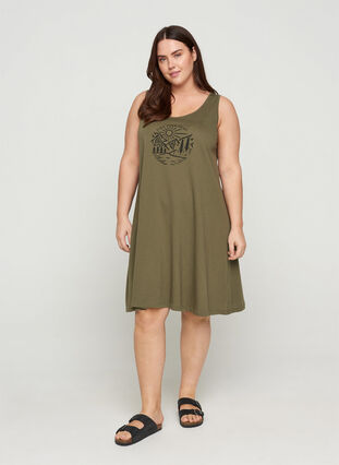 Katoenen jurk zonder mouwen met a-lijn, Ivy Green ROAD, Model image number 2