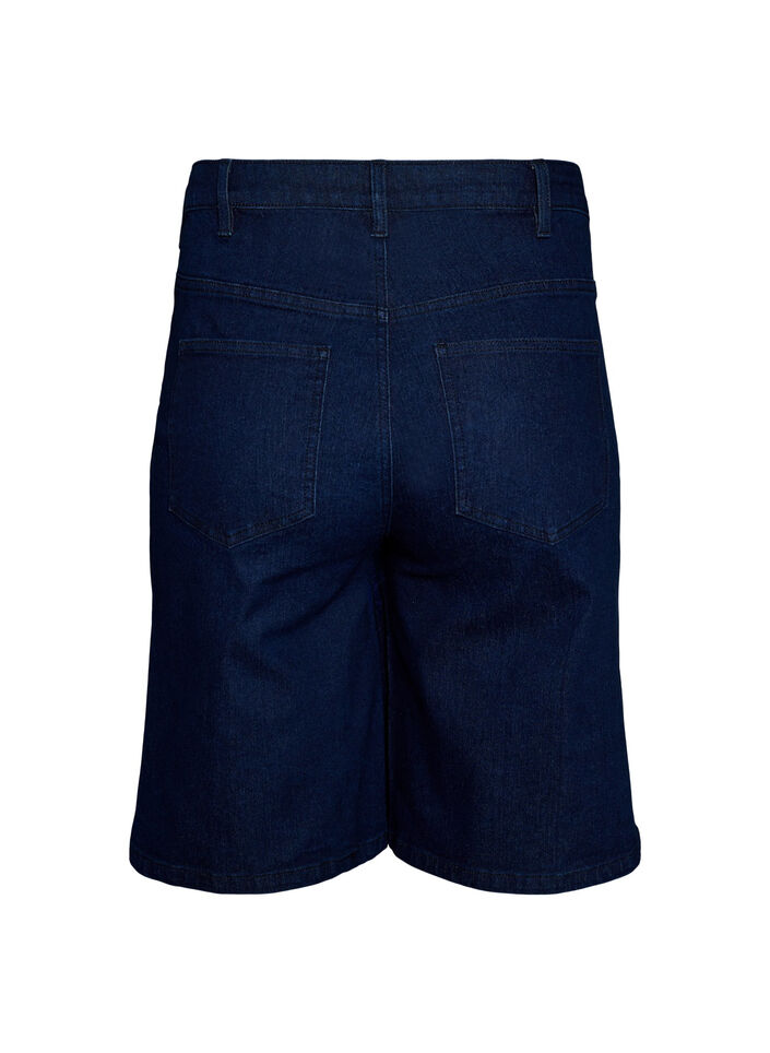 Losse denim shorts met hoge taille, Blauw, Packshot image number 1