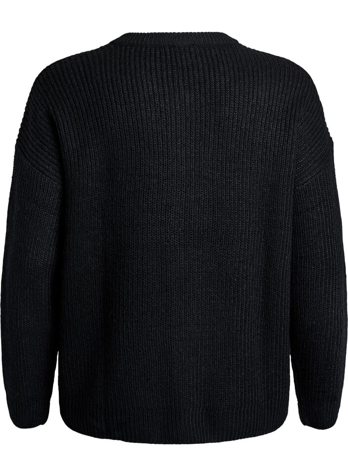 Breigoed cardigan met ritssluiting, Zwart, Packshot image number 1