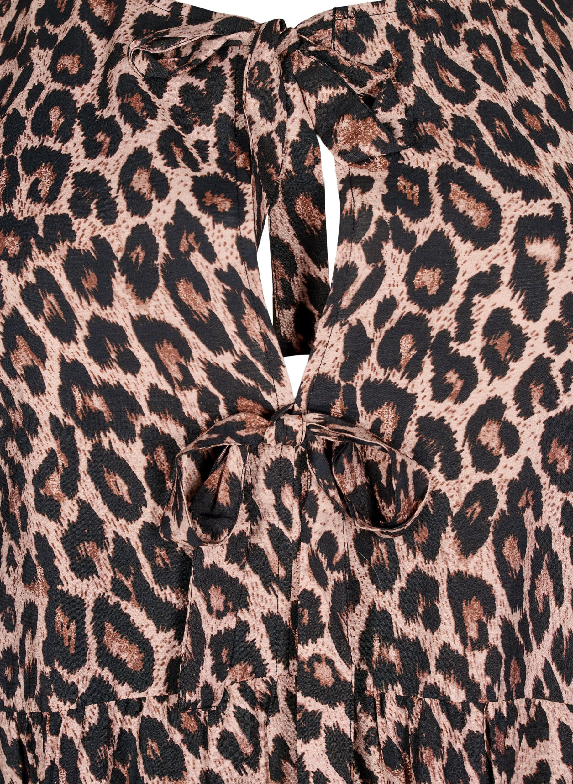 Zizzi Jurk met strikken en 3/4 mouwen, LEO AOP, Packshot image number 2