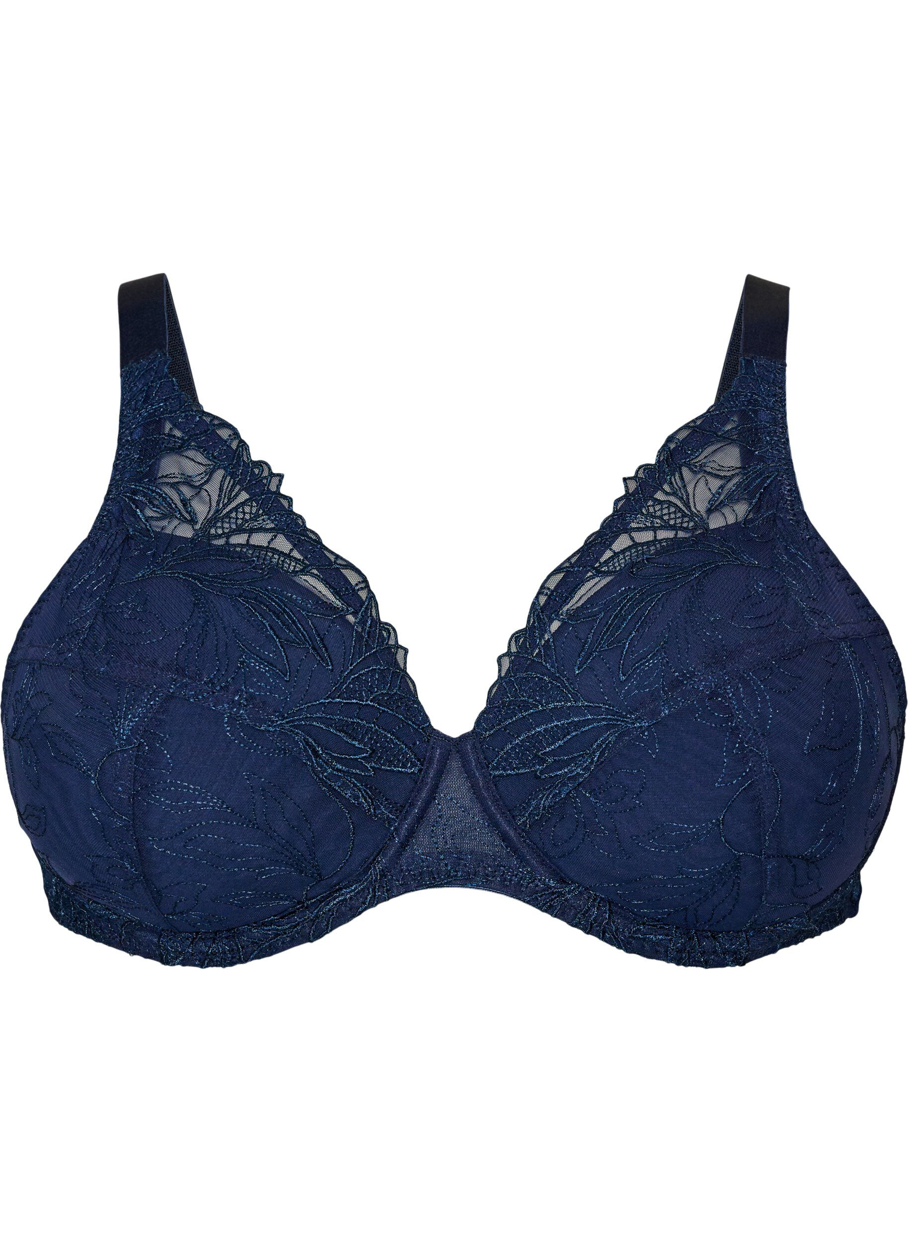 ZizziGewatteerde kanten beha met beugel, Blauw, Packshot image number 0