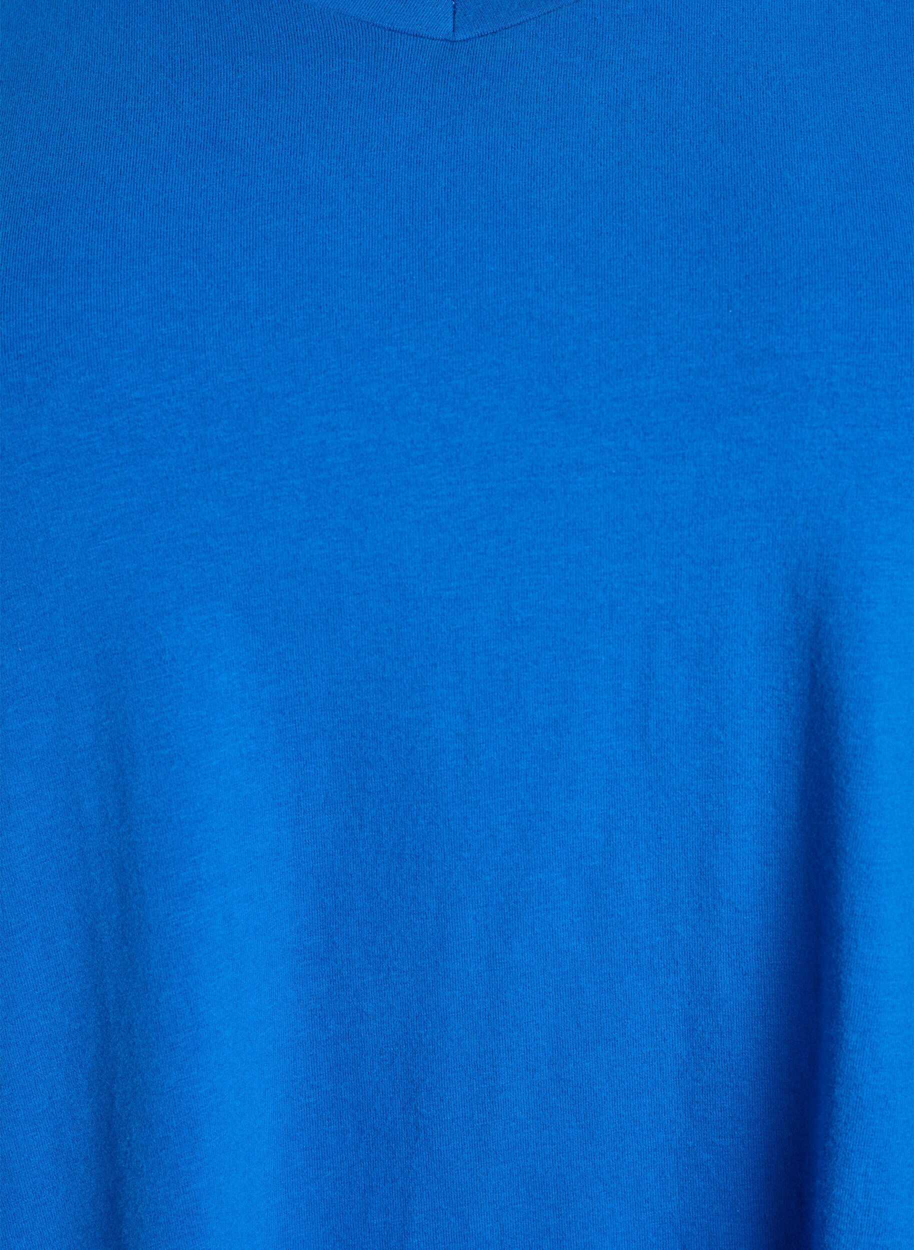Zizzi Effen basic katoenen T-shirt, Blauw, Packshot image number 2