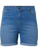 High Waist denim shorts met slim fit, Medium Blue Denim, Packshot image number 0