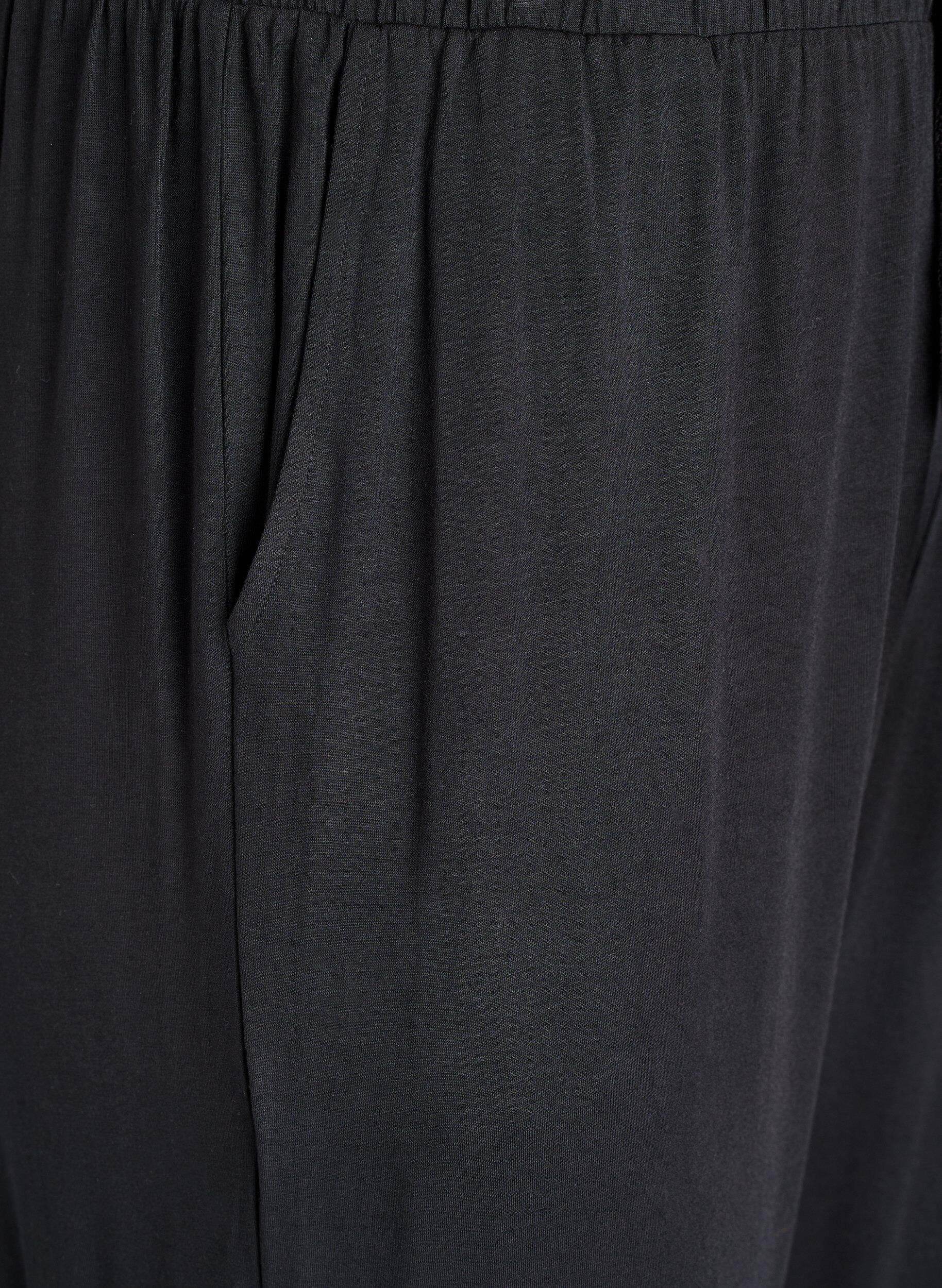 Zizzi Nachtbroek van modal met hoge taille, Zwart, Packshot image number 2