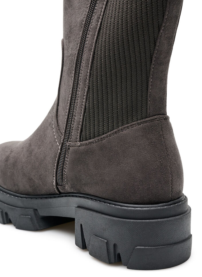 Chunky boot in imitatiesu&egrave;de, Bruin, Packshot image number 2