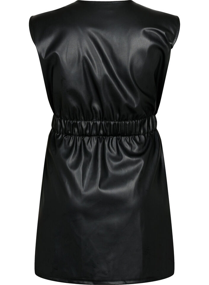 Korte jurk in lederlook, Black, Packshot image number 1