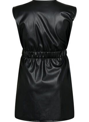 Korte jurk in lederlook, Black, Packshot image number 1