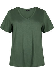 Basic t-shirt met korte mouwen en v-hals, Thyme