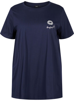 Oversized pyjama t-shirt met biologisch katoen, Night Sky Lips, Packshot image number 0