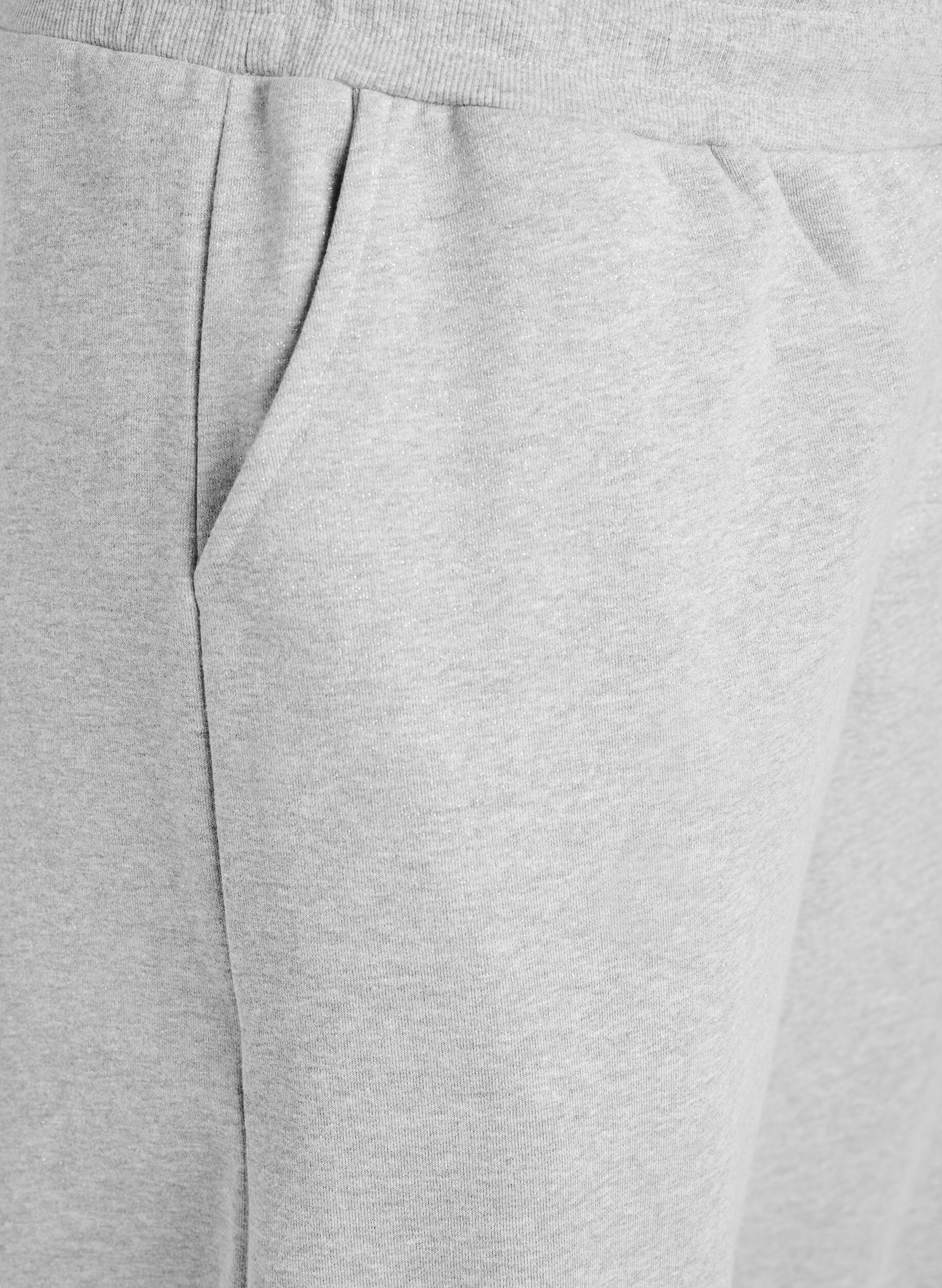 Zizzi Sweatpants met high waist en glitterdraad, Grijs, Packshot image number 2