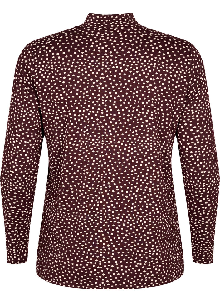 FLASH - Blouse met lange mouwen en col, Donker Bordeaux, Packshot image number 1