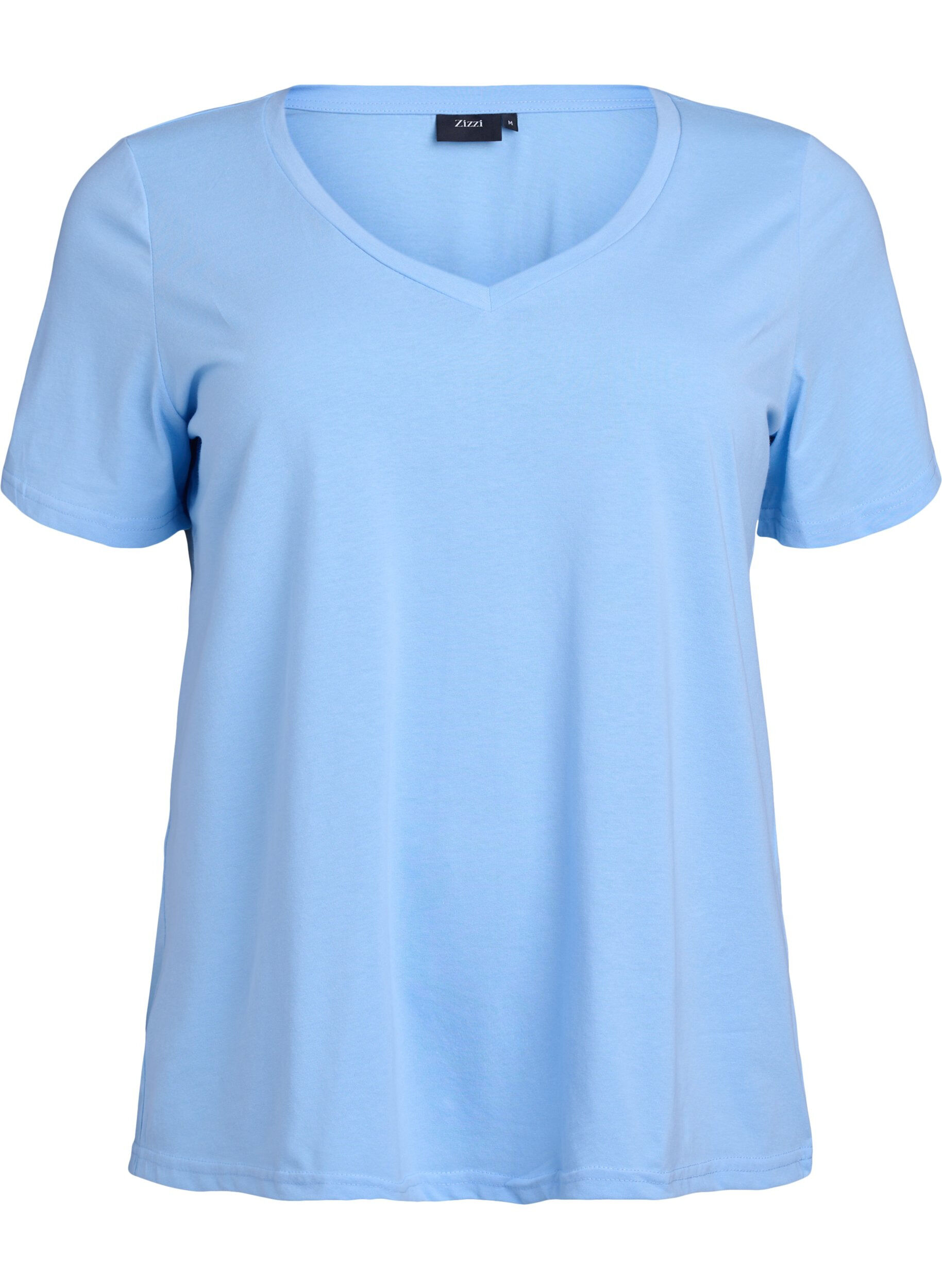 Zizzi T-shirt met korte mouwen en V-hals, Blauw, Packshot image number 0