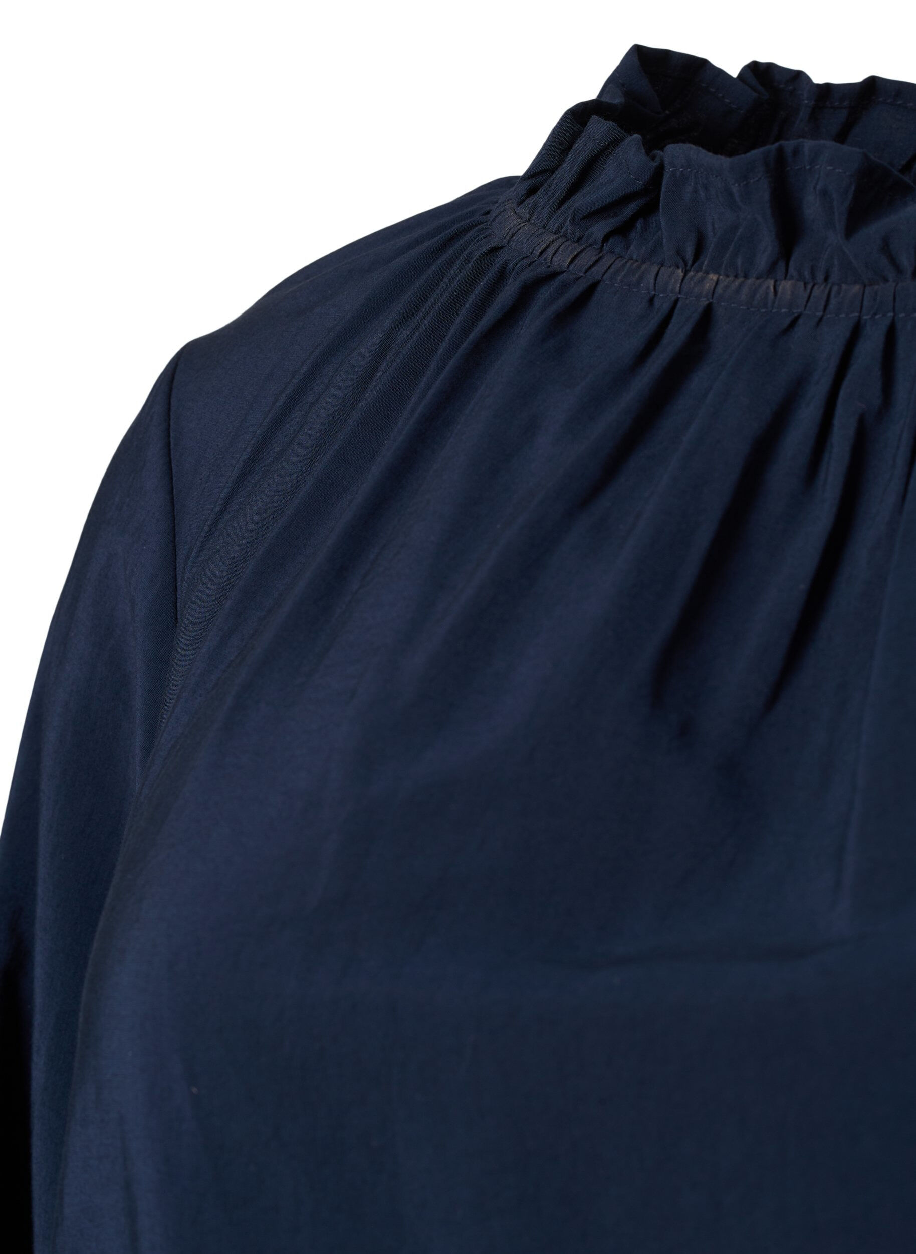 Zizzi Viscose blouse met lange mouwen en ruches, Total Eclipse, Packshot image number 3