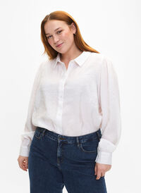Shirt met lange mouwen van Tencel ™ Modal, Bright White, Model