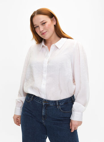 Shirt met lange mouwen van Tencel ™ Modal, Bright White, Model image number 0