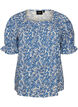 Katoenen blouse met vierkante halslijn, Blauw, Packshot image number 0