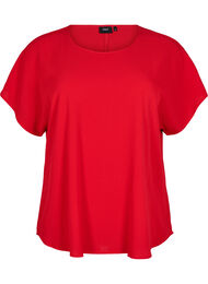 Blouse met korte mouwen en een ronde halslijn, Rood