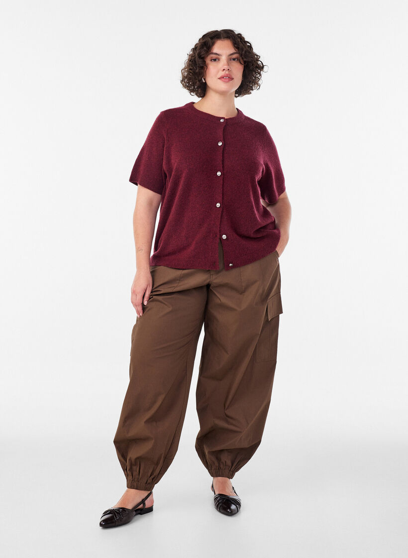 Gebreid vest met korte mouwen, Rood, Model image number 1