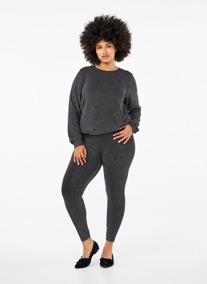 Blouse met glinsterend patroon, Silver ZigZagShimmer, Model image number 2