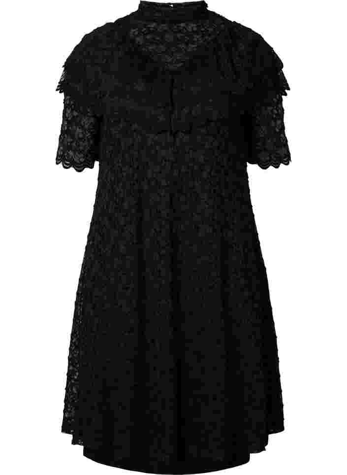 Kanten jurk met 2/4 mouwen, Black, Packshot image number 0