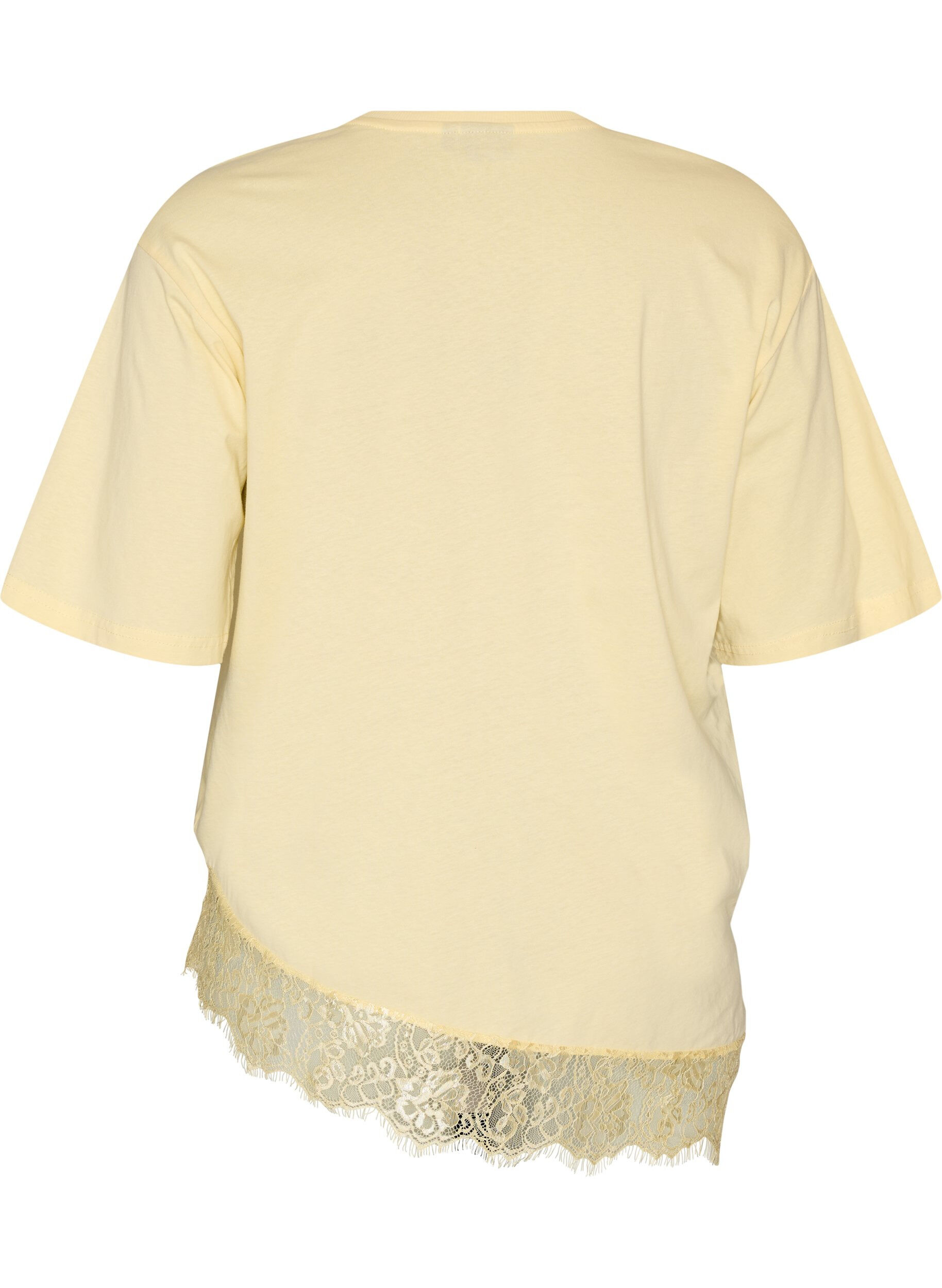 ZizziT-shirt met asymmetrische kanten zoom, Geel, Packshot image number 1