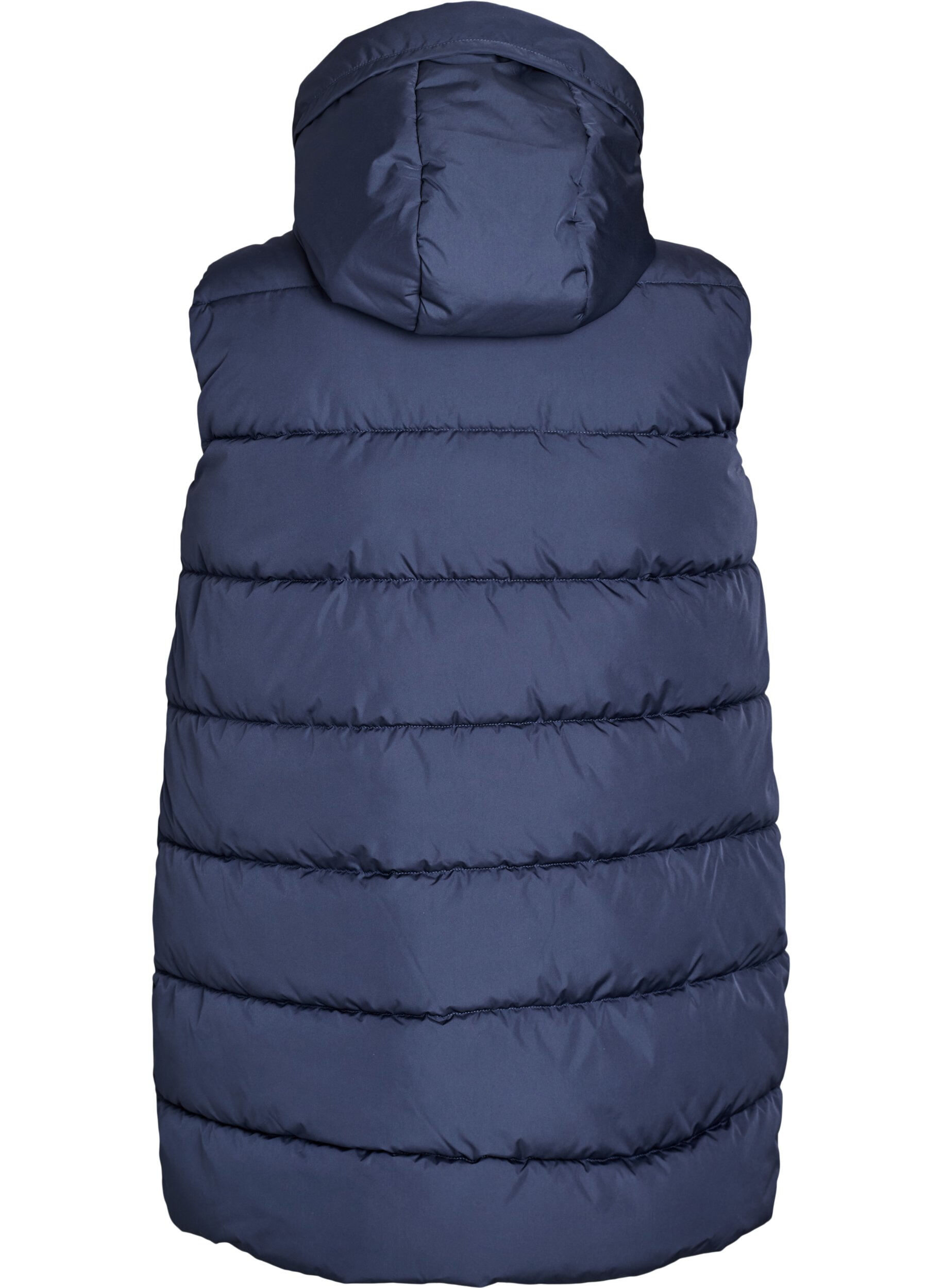 Zizzi Lange vest met capuchon en zakken, Blauw, Packshot image number 1