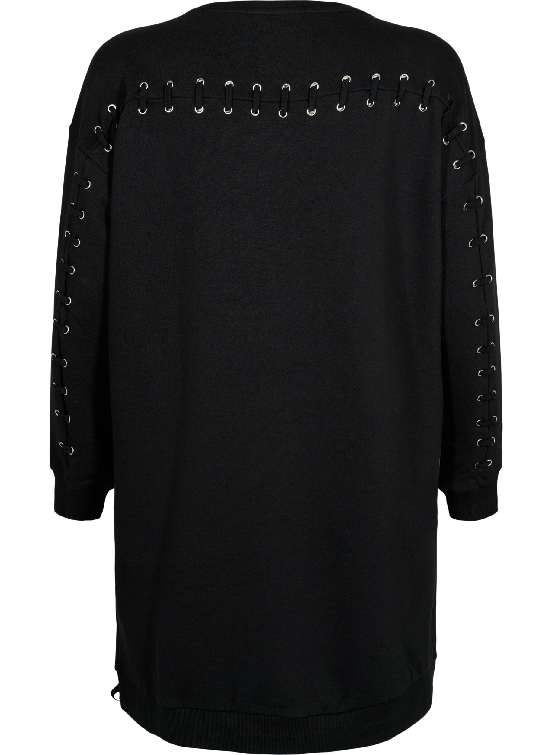Zizzi Trui tuniek met trekkoord details, Black, Packshot image number 1