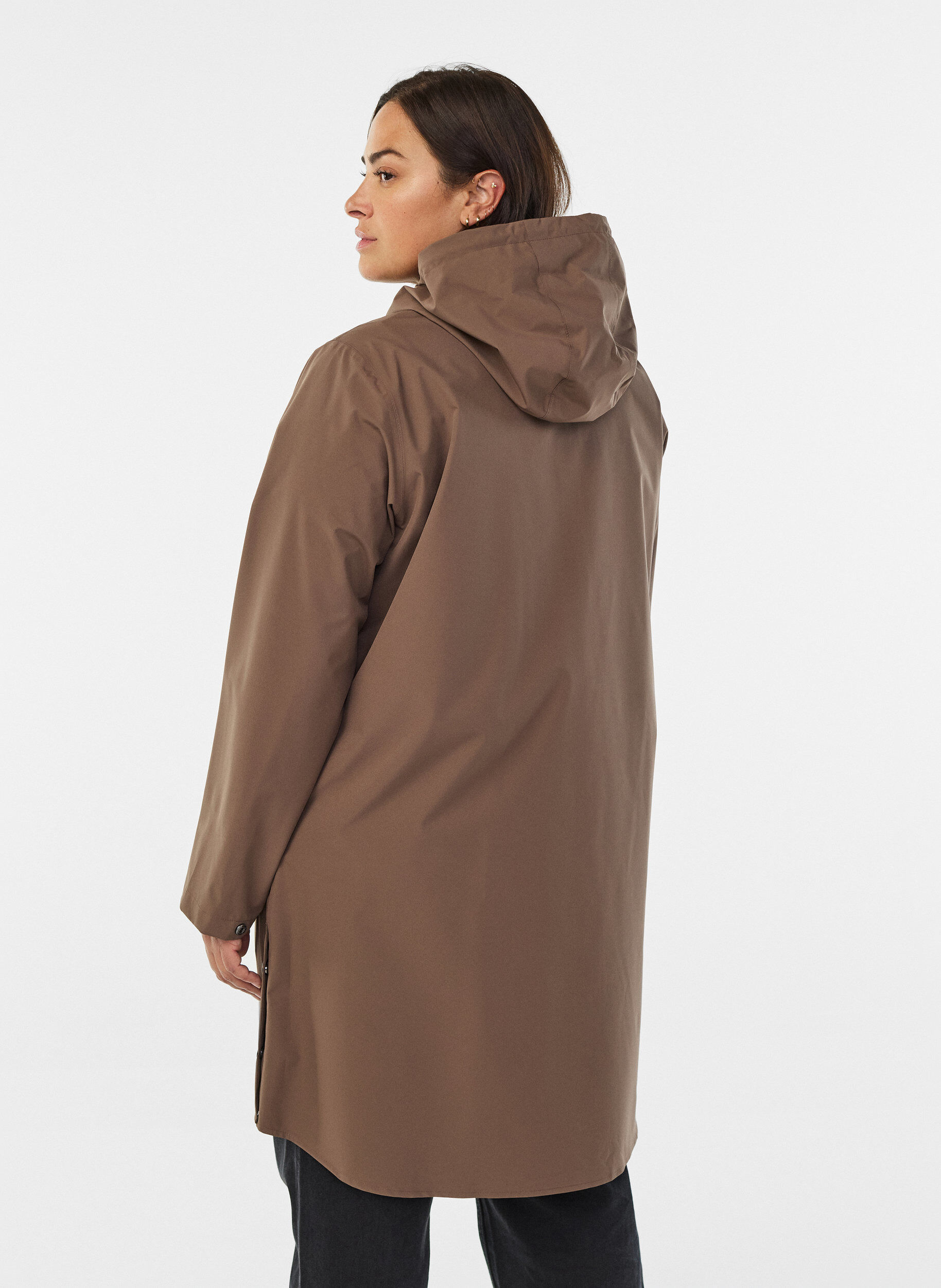 ZizziRegenjas met zakken en capuchon, Bruin, Model image number 2