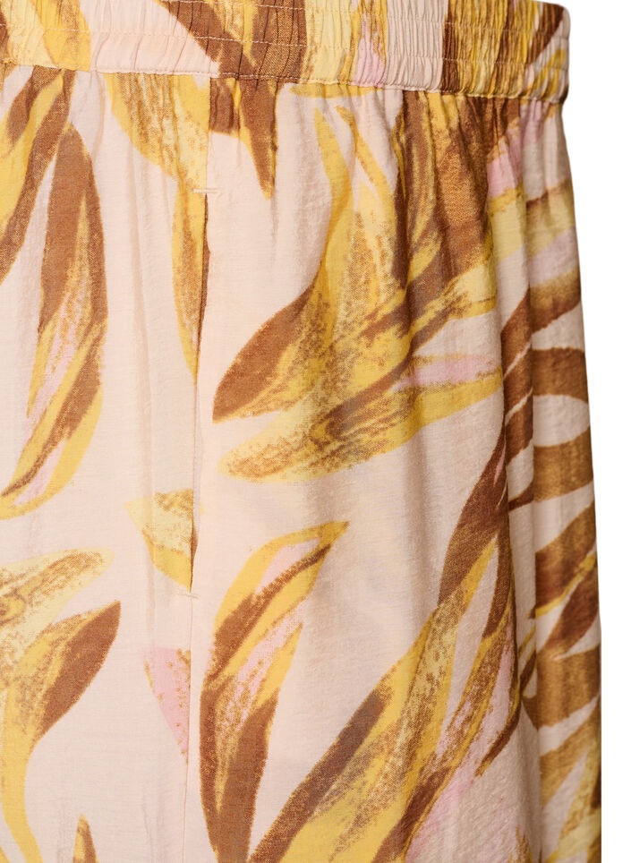 Wijde broek met bladprint en hoge elastische taille, 9990, Packshot image number 3