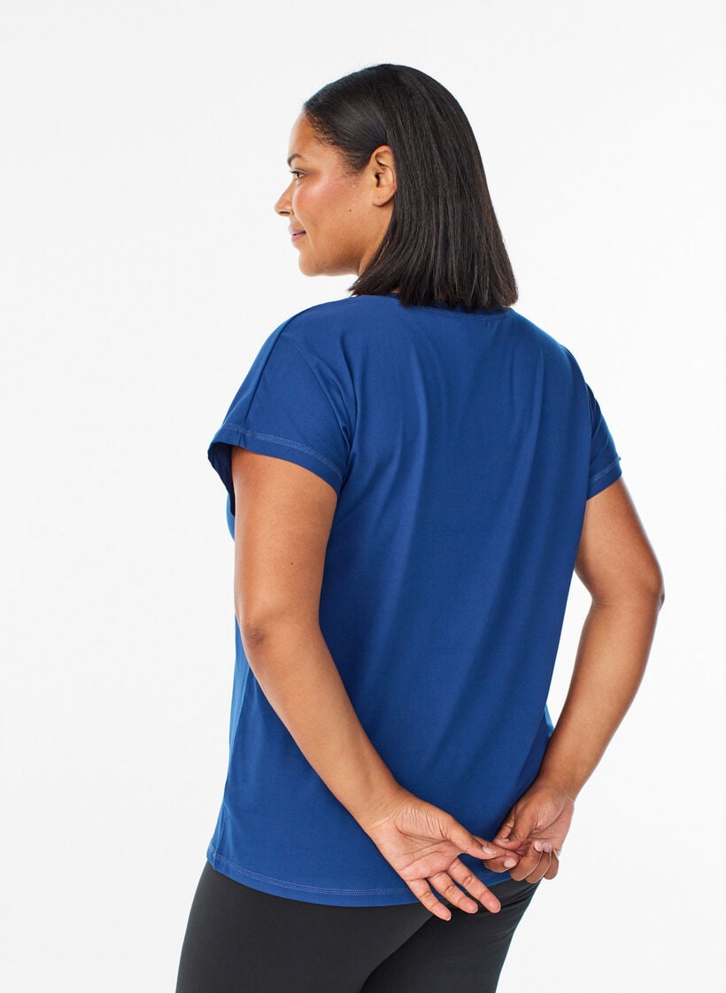 Losvallend sport T-shirt met V-hals, Blauw, Model image number 2