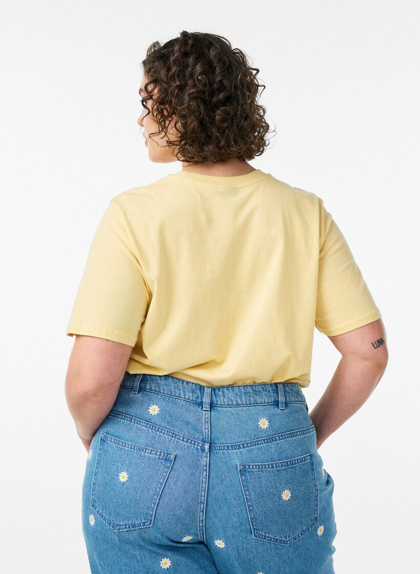 Katoenen T-shirt met print, Geel, Model image number 2