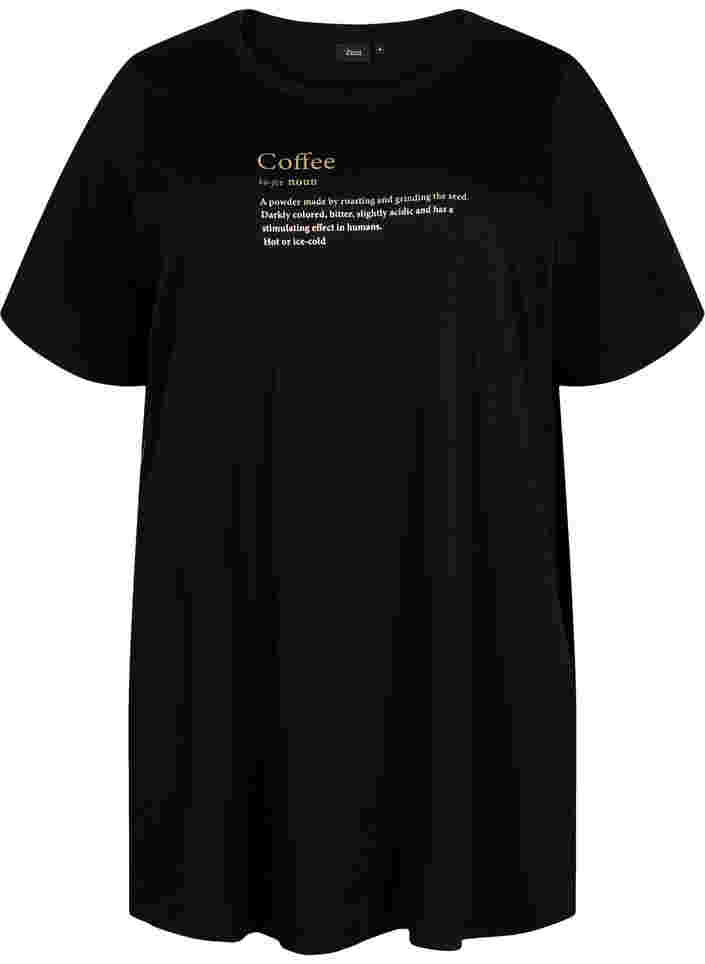 Oversized slaap t-shirt van biologisch katoen, Black W. coffee