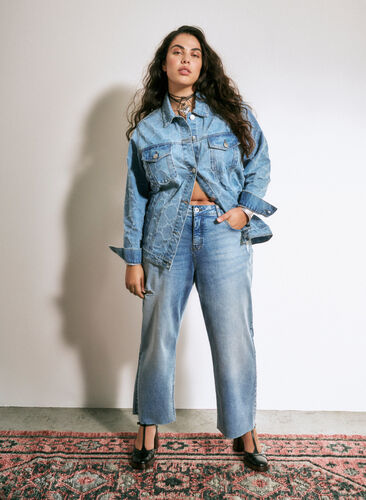 Cropped Vera jeans met destroy details	, Blue Denim, Image image number 0