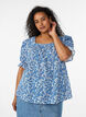 Katoenen blouse met vierkante halslijn, Blauw, Model image number 0
