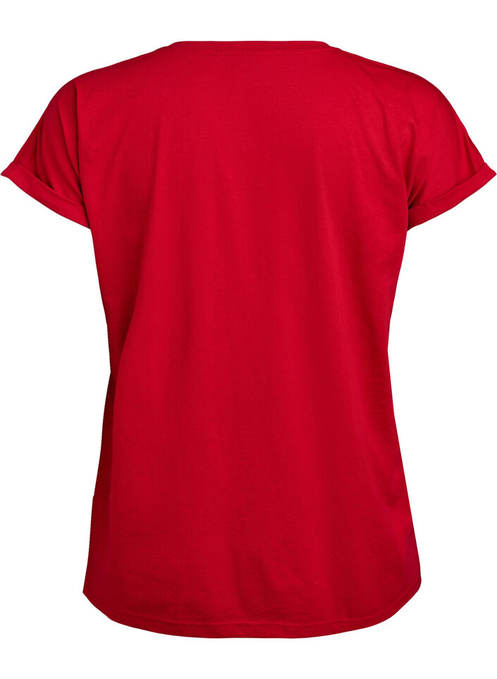 T-shirt met korte mouwen in een katoenmix, Rood, Packshot image number 1