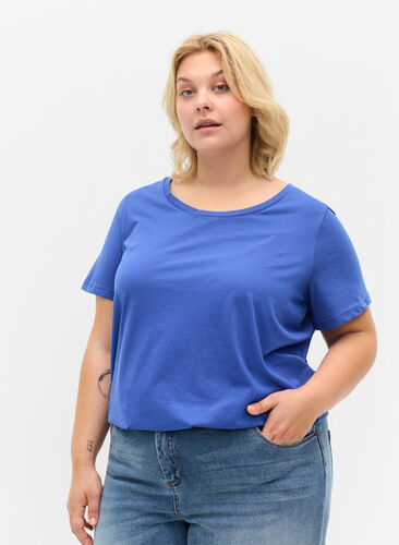 T-shirt met korte mouwen en een ronde hals, Dazzling Blue MB, Model image number 0