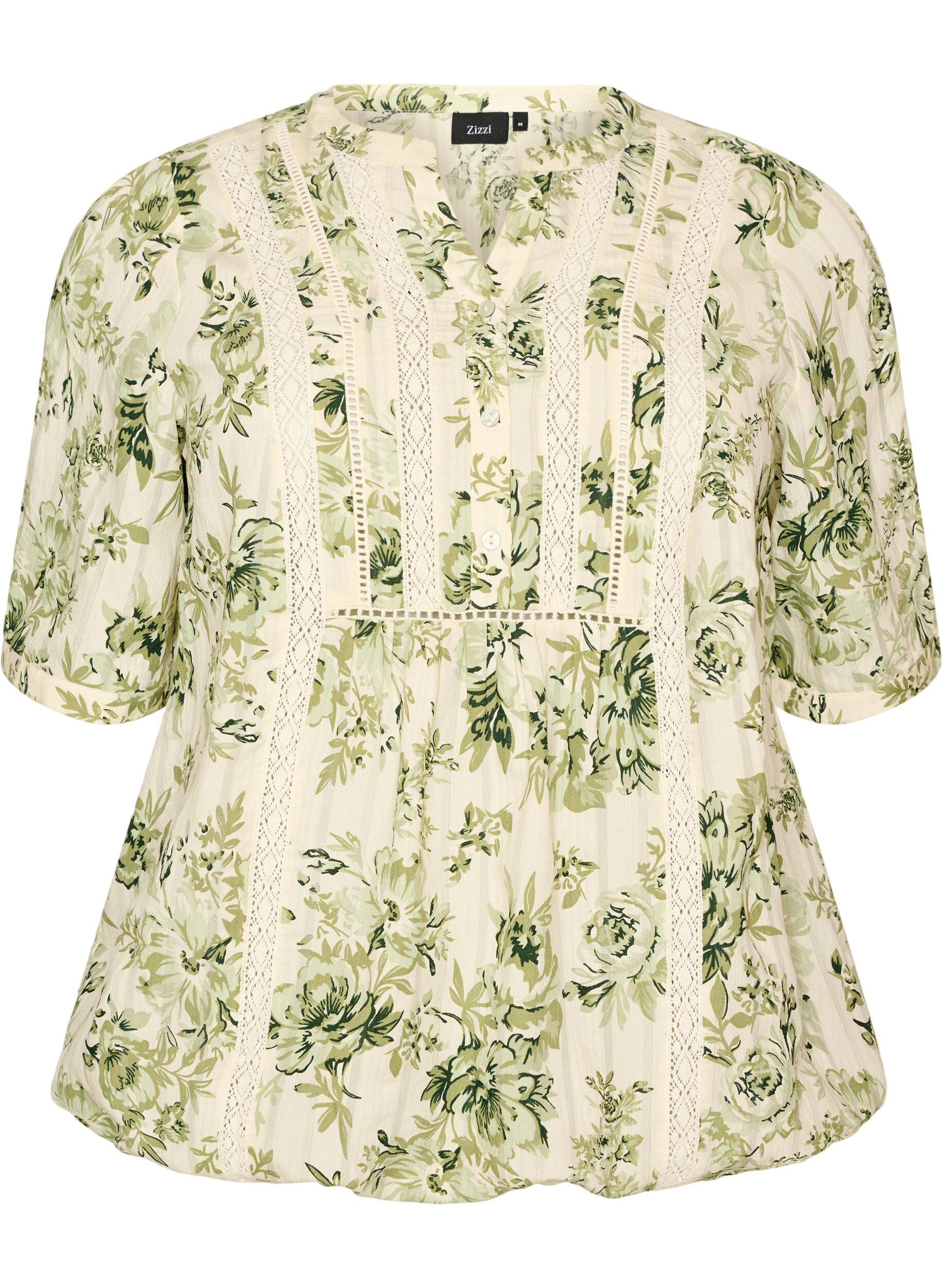 ZizziBlouse met print en 1/2 mouwen, Groen, Packshot image number 0