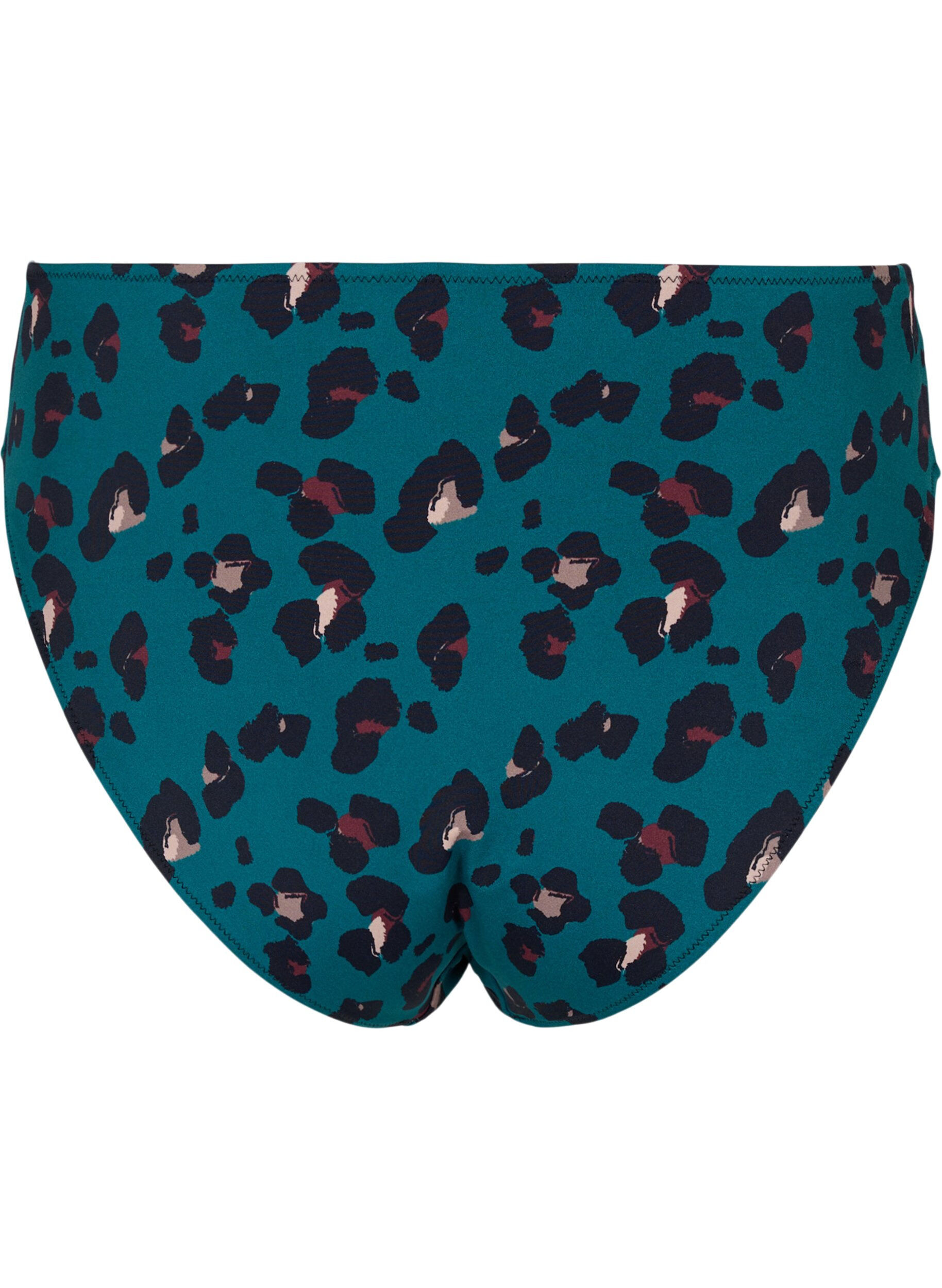 Zizzi Bikinibroekje met hoge taille, Teal Leopard, Packshot image number 1