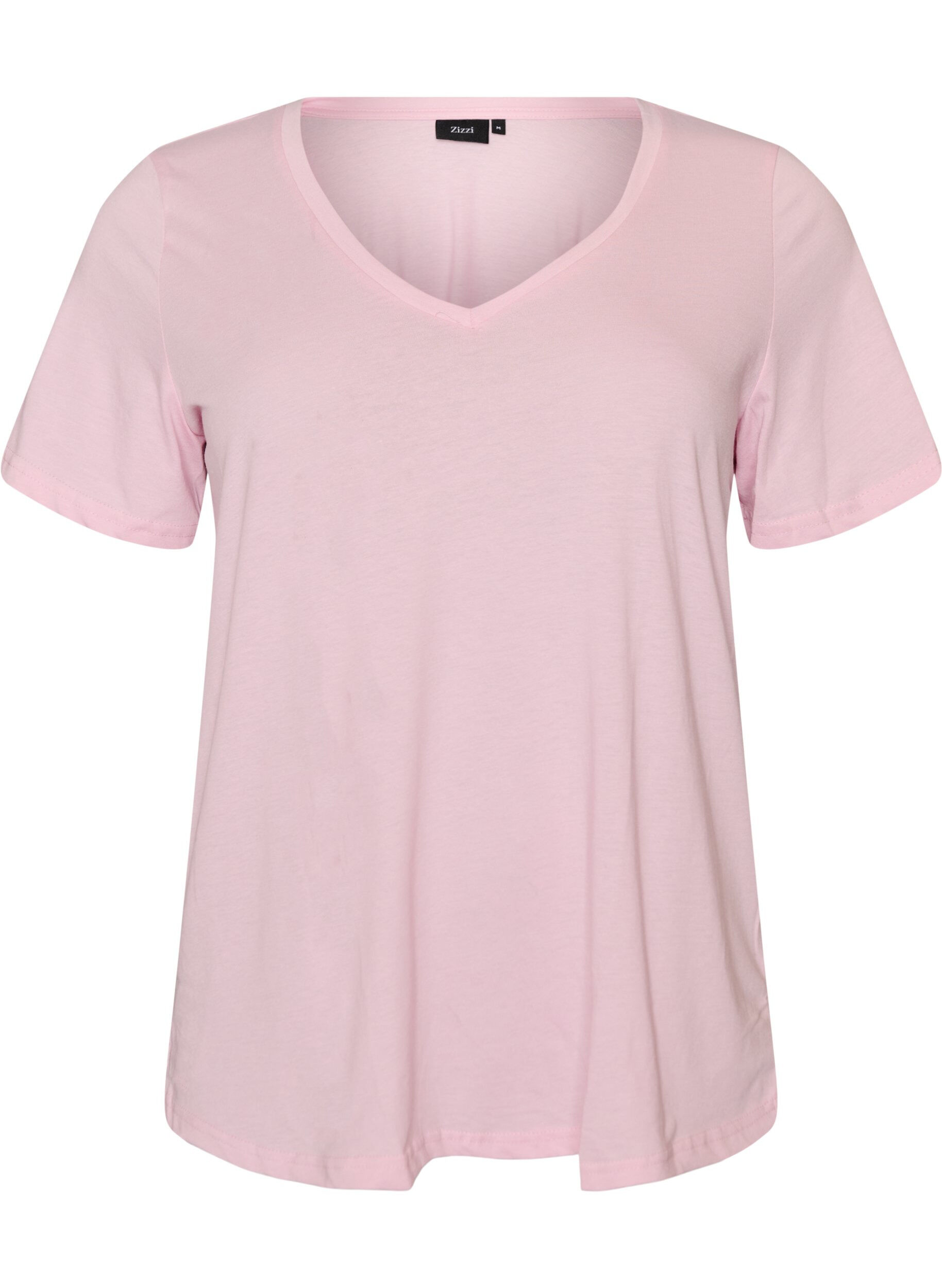 Zizzi T-shirt met korte mouwen en V-hals, Roze, Packshot image number 0