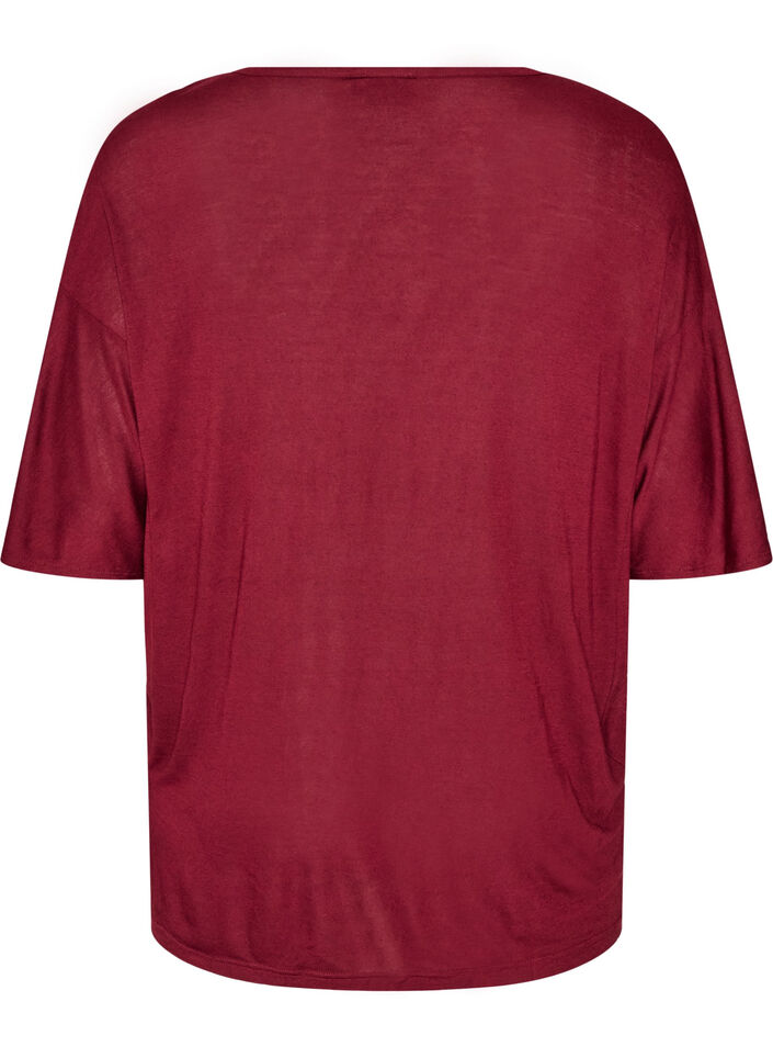 Losse pasvorm T-shirt in viscose jersey, Rood, Packshot image number 1