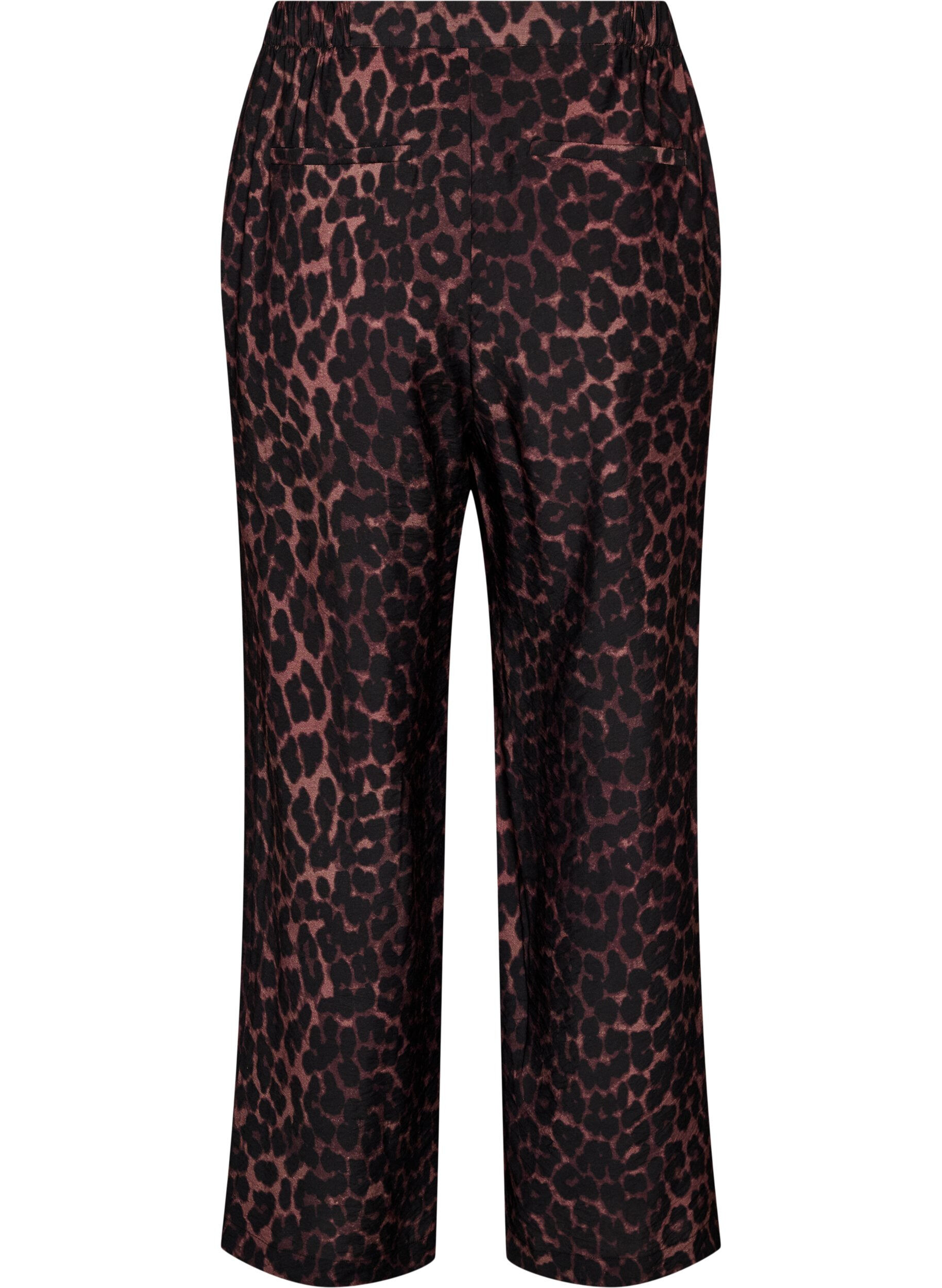ZizziViscose broek met elastische taille en rechte pijpen, Bruin, Packshot image number 1