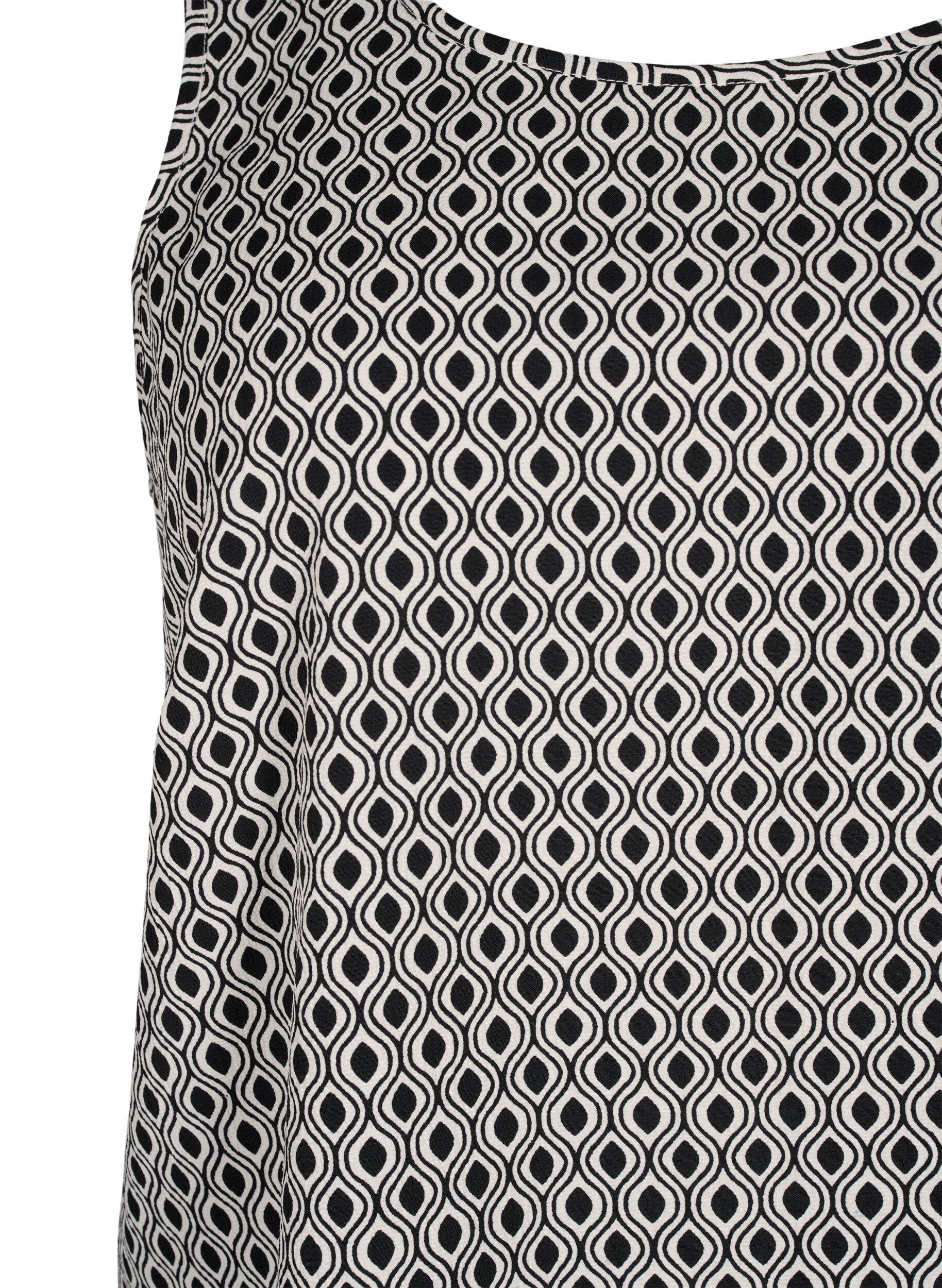 Zizzi Flash - Mouwloze top met print, Zwart, Packshot image number 2