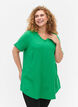 Katoenen tuniek met korte mouwen en ruches, Bright Green, Model image number 0