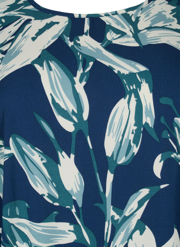 Jurk met print en korte mouwen, Blauw, Packshot image number 2