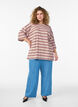Oversized T-shirt met strepen en 1/2 mouwen, Beige, Model image number 1