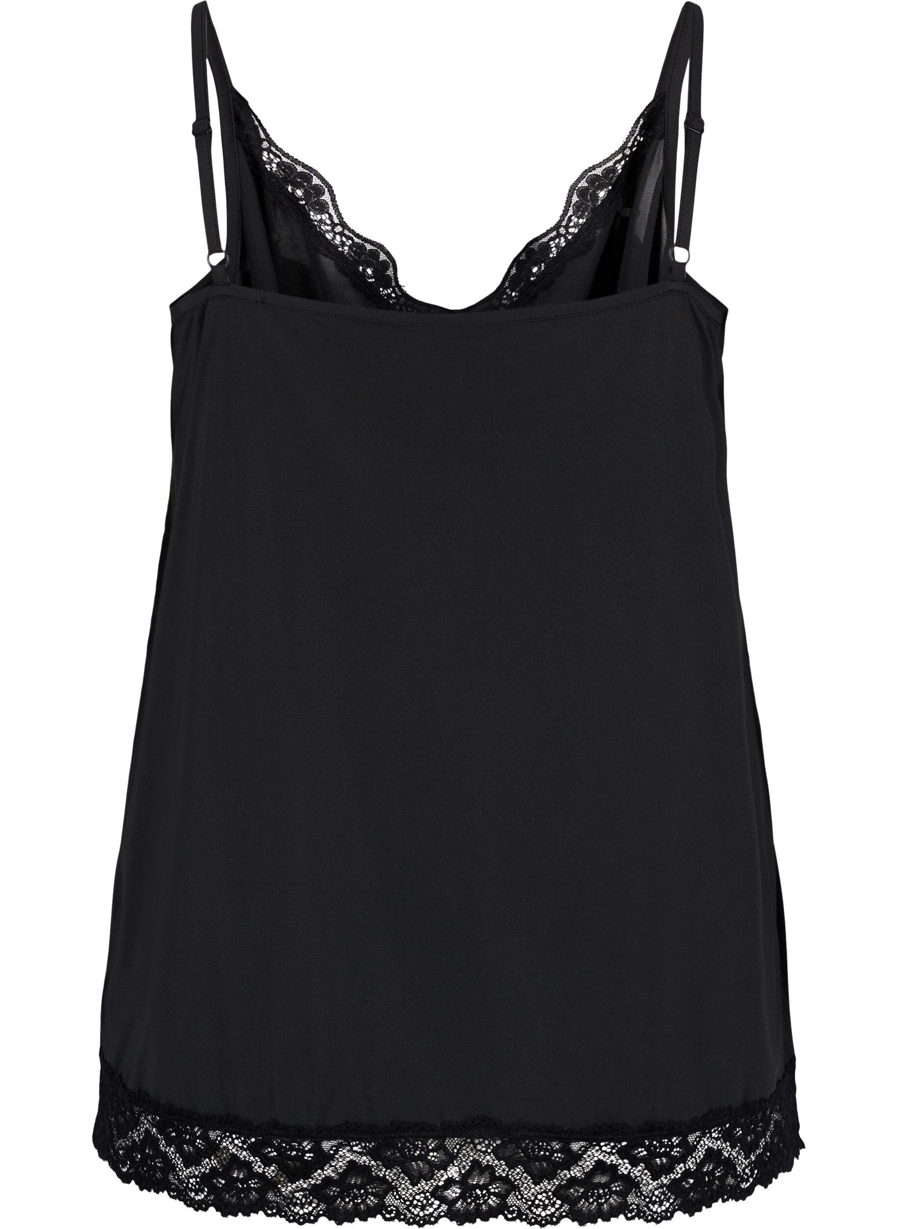 Zizzi Pyjama top met kanten details, Black, Packshot image number 1